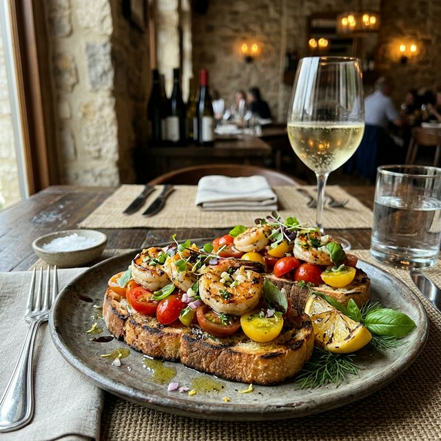 Bruschete cu rosii și creveți (lămâie)