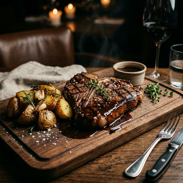 Tibon (steak de vită) + Garnitură cartofi